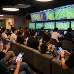 TIP88 bettors analyzing odds while engaged in live sports betting environment
