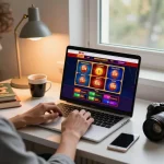 Playing at Best Non-AAMS online casino on a cozy desk setup with vibrant gaming displays.