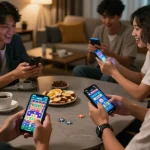 Engaging online gaming session through the Lucky88 app with players excitedly betting