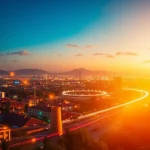 African skyline with elements of Africa igaming news depicted through modern urban imagery.