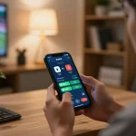 Engagement with live betting odds on BK33 smartphone in a cozy home environment.