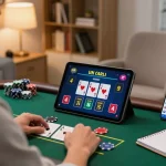 Engaging in blackjack gameplay on tablet to win at 789 online casino.