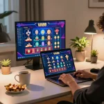 VA88 online gambling setup with player engaging in strategic gameplay at home