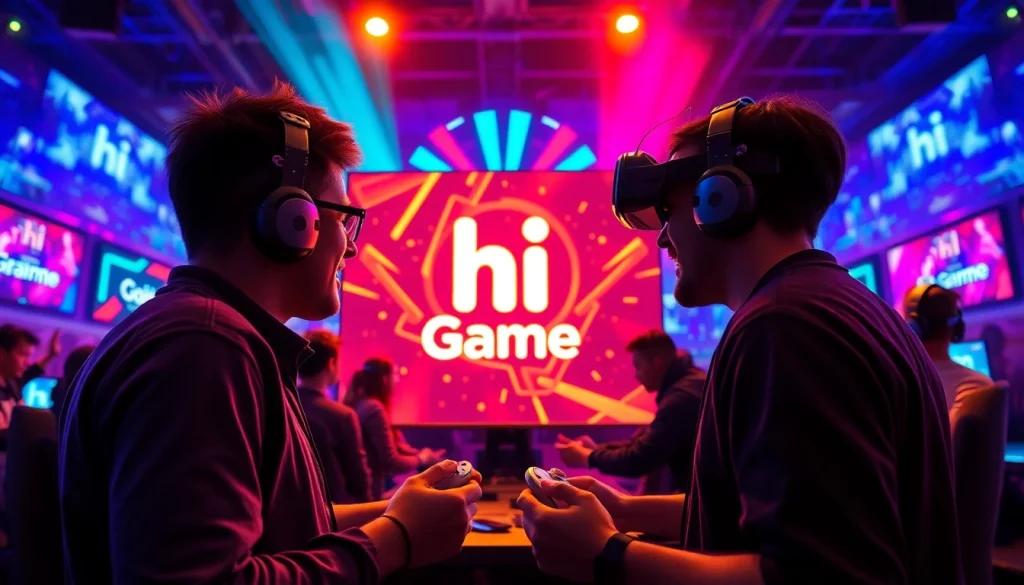 Players actively engaging in the hi game experience, surrounded by vibrant gaming elements.