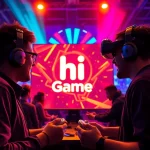 Players actively engaging in the hi game experience, surrounded by vibrant gaming elements.