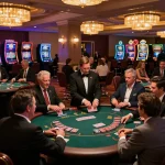 Players enjoying an engaging blackjack experience at 789P's casino floor, vibrant ambiance.