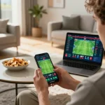 SIN88 player enjoying sports betting on mobile, engaged in thrilling online gaming experience