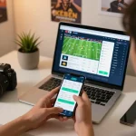 Engaged player betting on gi88 mobile app during a cozy home session, showcasing live sports action.