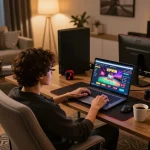 Engaging in strategy gameplay on VIPWIN's casino interface at home.