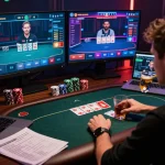 Engaging player strategizing in a fabet online poker game during a focused session