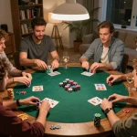 Saat malam poker di rumah, teman-teman menikmati permainan yang menarik di meja sambil merencanakan strategi di https://www.hotel-restaurant-megeve.com/fr/ untuk kemenangan optimal.