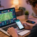 KADAL778 player engaging in real-time sports betting with multiple screens displaying live odds.