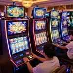 Experience nổ hũ excitement at slot machines in a vibrant casino atmosphere.
