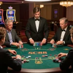 Players strategizing at SC88's blackjack table, showcasing excitement and engagement.