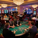 Engaging players at kp88 blackjack table in a vibrant casino atmosphere