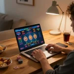 Player engaged in online gaming on laptop with 888 NEW live dealer options visible