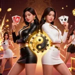 Bento4d menawarkan aksi kasino yang dinamis menampilkan dua wanita Asia dengan kartu bermain di tengah ledakan jackpot.