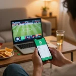 Socolive app showing live betting odds in a cozy home setup during an exciting sports match.