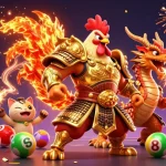 Experience the excitement of bandar togel with our lively gaming scene featuring animated characters.