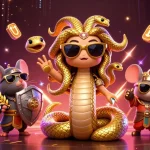 Rasakan keseruan permainan slot dan gaming dengan ilustrasi kasino h03 yang penuh warna dan karakter yang menawan.