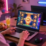Experience thrilling gameplay with mb88slot on a vibrant laptop in a cozy home environment