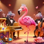 Engage with slotbet's vibrant online gaming scene featuring lively casino characters and sparkling treasures.