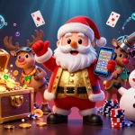 Experience thrilling gameplay at DEBET with Santa and friends amidst slot games and coral treasures.