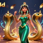 Play on pakde4d with a dazzling heroine, golden cobra, and vibrant casino elements.