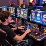Engaged player using sultan88 app in lively online gambling setup.