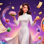Engage in thrilling playexchange experiences with a captivating visual of an elegant lady amidst colorful gaming elements.