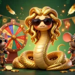 Engage with the vibrant togel deposit pulsa scene featuring animated characters and a colorful lottery wheel.