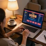 Person playing casino games on UU88 in a cozy home setting, showcasing online gaming strategies.