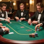 MPOID poker players strategizing over a high-stakes table, enhancing the gaming experience.