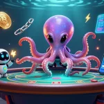 Engage in thrilling gameplay with SKY88, featuring an alien octopus at a holographic poker table.