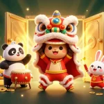 Experience the excitement of FC88 with a vibrant 3D illustration featuring animated characters amidst golden treasures and casino symbols.