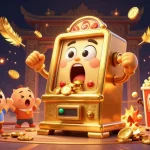 Win big at m88 link with a vibrant scene of a golden slot machine celebrating a jackpot victory.