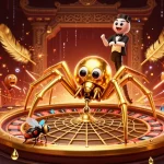 Place bets confidently at 3BET while enjoying a vibrant golden roulette wheel-themed scene.