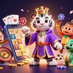 Experience thrilling gameplay with VK88 in a vibrant illustrated casino scene.
