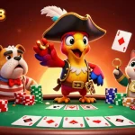 SBOBET88 offers an exciting gambling scene with engaging poker elements and characters making bets.
