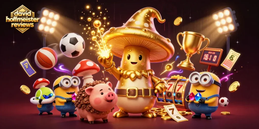 Immerse in the magical realm of david hoffmeister reviews as a golden mushroom wizard channels spore magic to spin the slots.