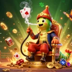 Buy WoW Gold Titan Classic in an action-packed whimsical casino scene, with slot elements and vibrant characters.