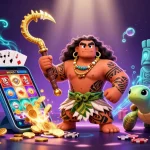 Experience thrilling mahjong games with cartoon characters amidst a dynamic casino scene.