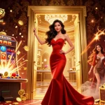 Experience thrills with CM88 ⚽️ Trang Đăng Nhập Chính Thức at a vibrant casino scene boasting jackpots and gold treasures.
