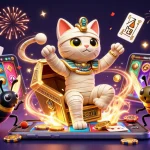 Visualisasi taruhan parlay dengan karakter menarik yang mempromosikan peluang menang di kasino online.