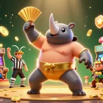 Experience thrilling casino fun with TX88's vibrant beetle champions and golden coins flying in an animated scene.