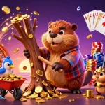 Spin to win at vipph with a playful beaver, coins raining, and exciting game elements!