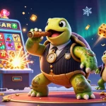 Engage with togel online through a dynamic 3D casino scene featuring vibrant characters and game elements.