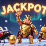 Experience top nhà cái uy tín with gaming excitement as the golden beetle lifts a poker chip triumphantly.
