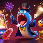 Experience the magic of FIVE88 with vibrant casino reels and characters in an exciting scene.