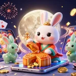 Experience slot gacor hari ini with the enchanting moon rabbit and festive casino elements.